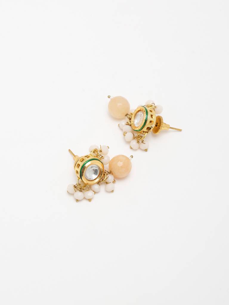 Round Peach Kundan Studs : A404-52