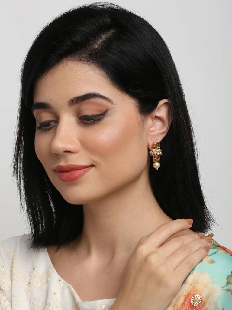 Square Pearl Kundan Earrings : A404-56