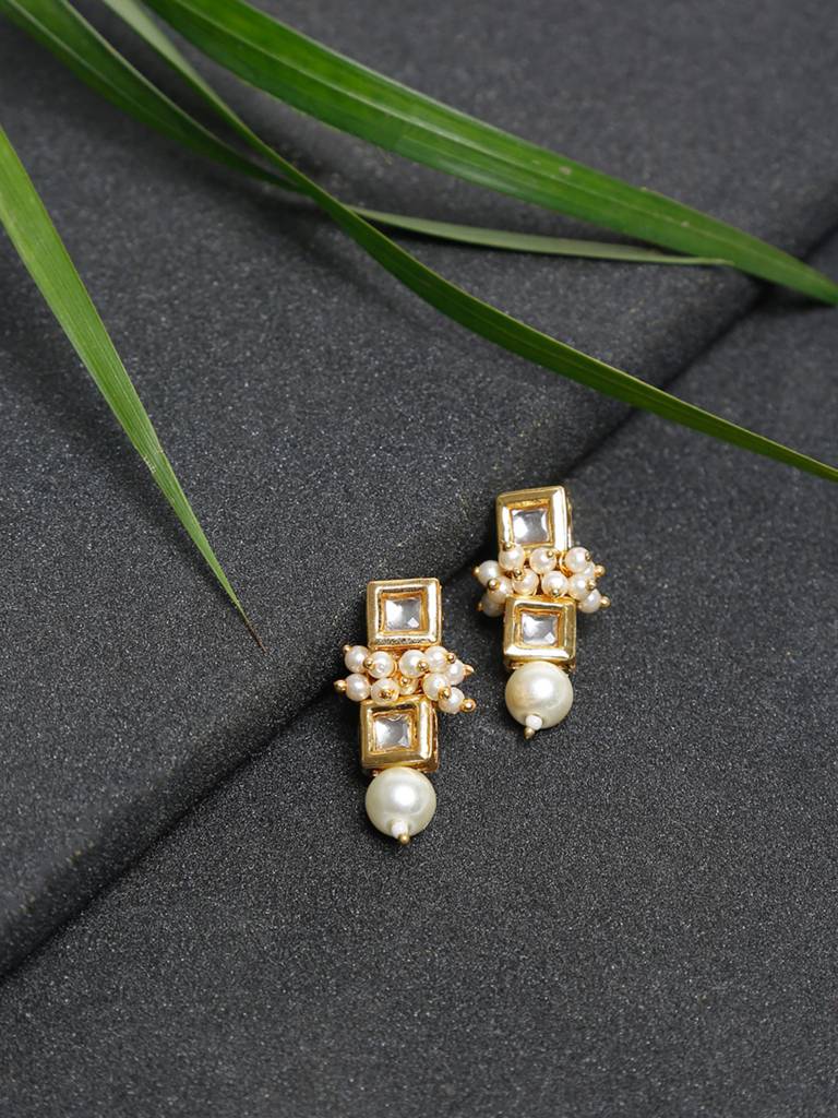 Square Pearl Kundan Earrings : A404-56