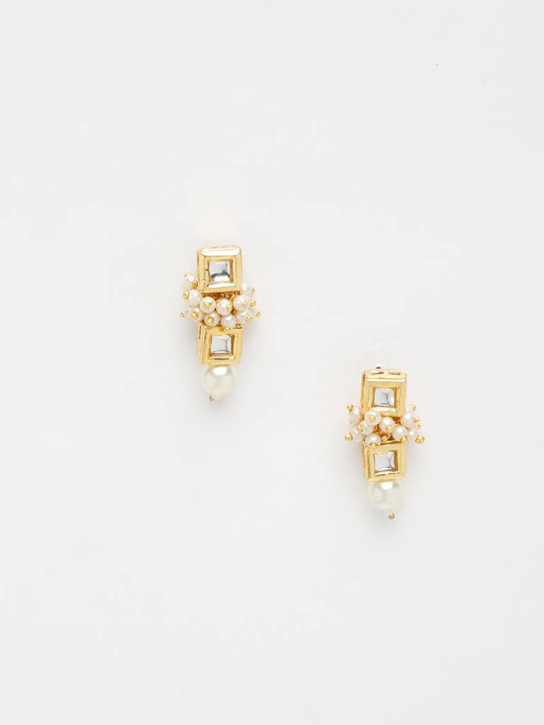 Square Pearl Kundan Earrings : A404-56