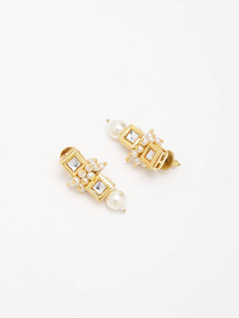 Square Pearl Kundan Earrings : A404-56