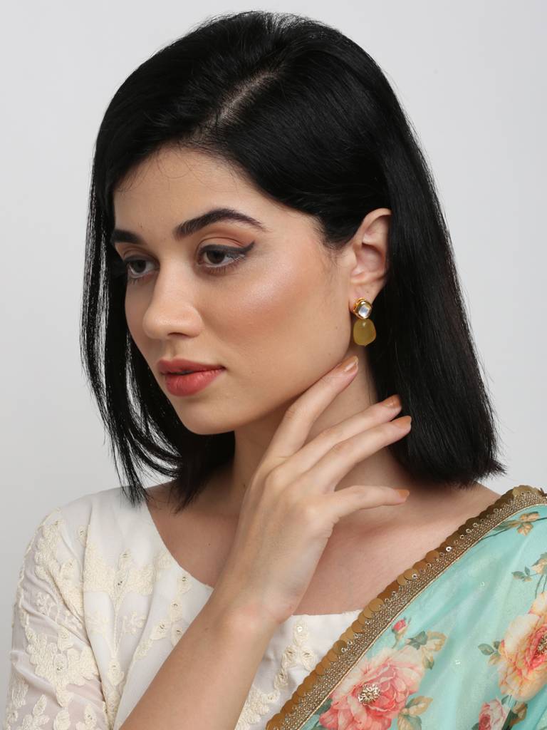 Yellow Kundan Earrings : A404-57