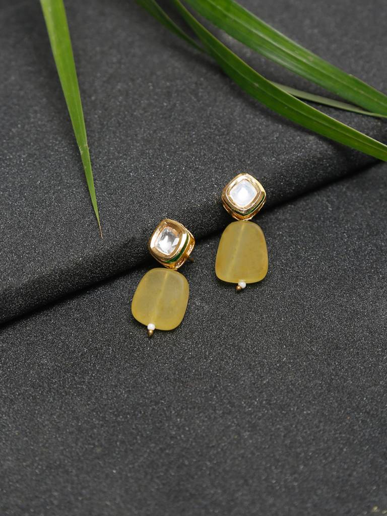 Yellow Kundan Earrings : A404-57
