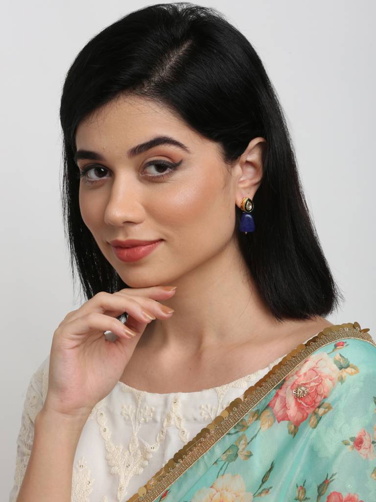 Blue Kundan Earrings : A404-58