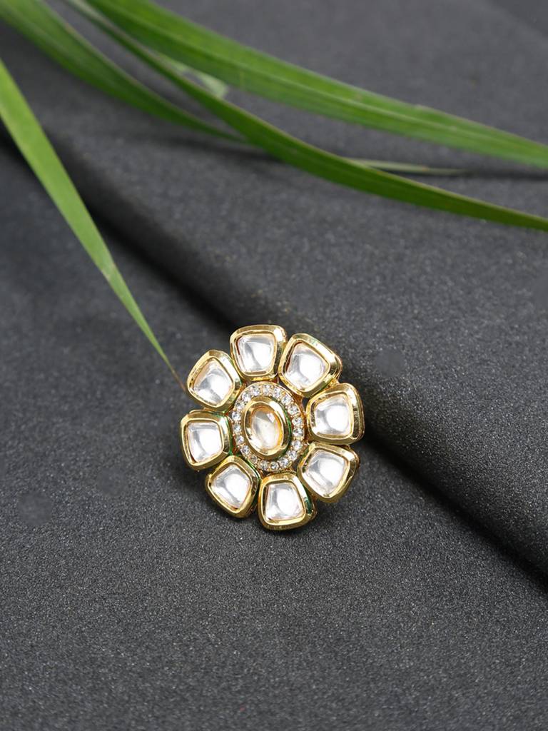 Oval Crystal Kundan Ring : A404-77