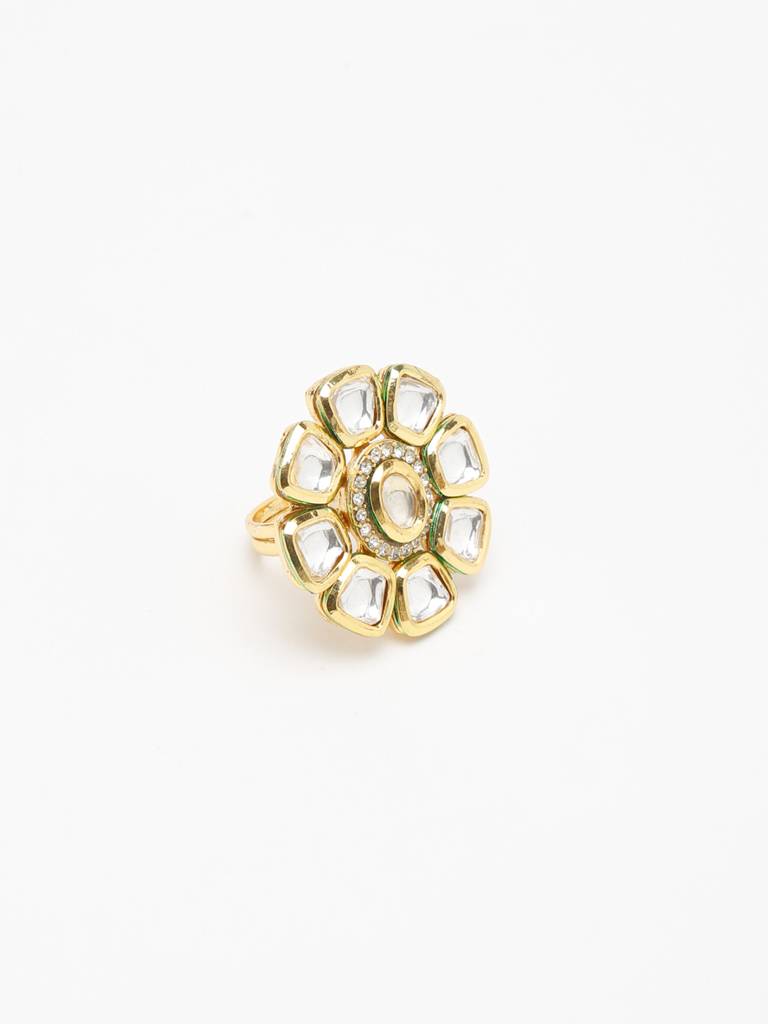 Oval Crystal Kundan Ring : A404-77