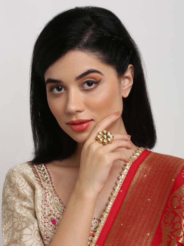 Gold Meenakari Kundan Ring : A404-78