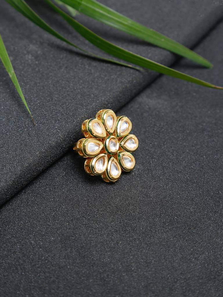 Gold Meenakari Kundan Ring : A404-78