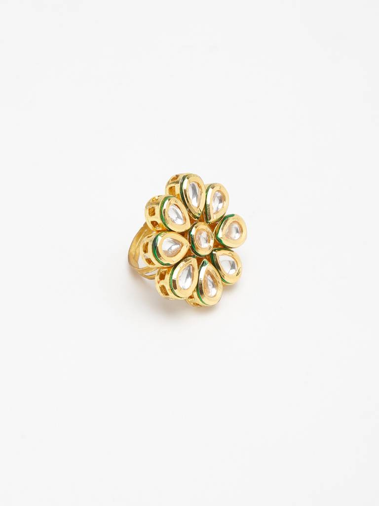 Gold Meenakari Kundan Ring : A404-78