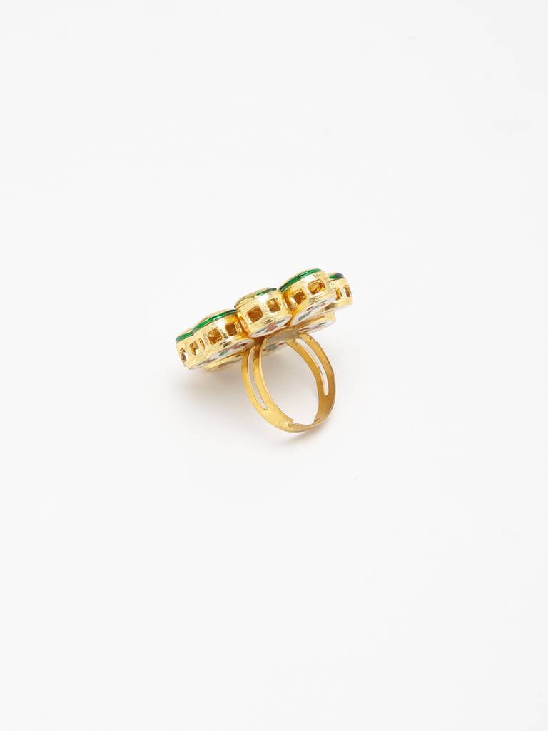 Gold Meenakari Kundan Ring : A404-78