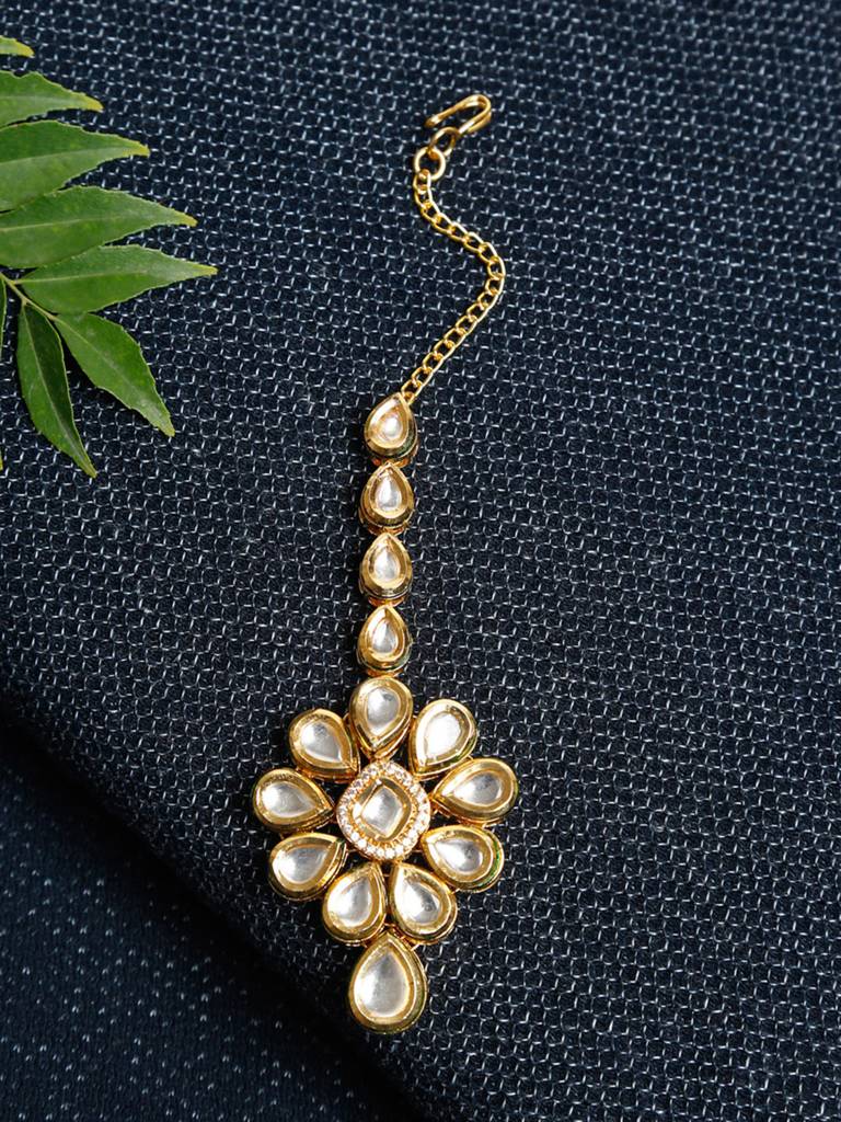 Gold Meenakari Kundan Maang Tikka : A404-87
