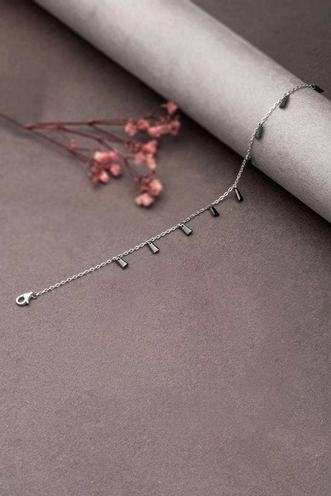 925 Sterling Silver Radiant Anklet : A66