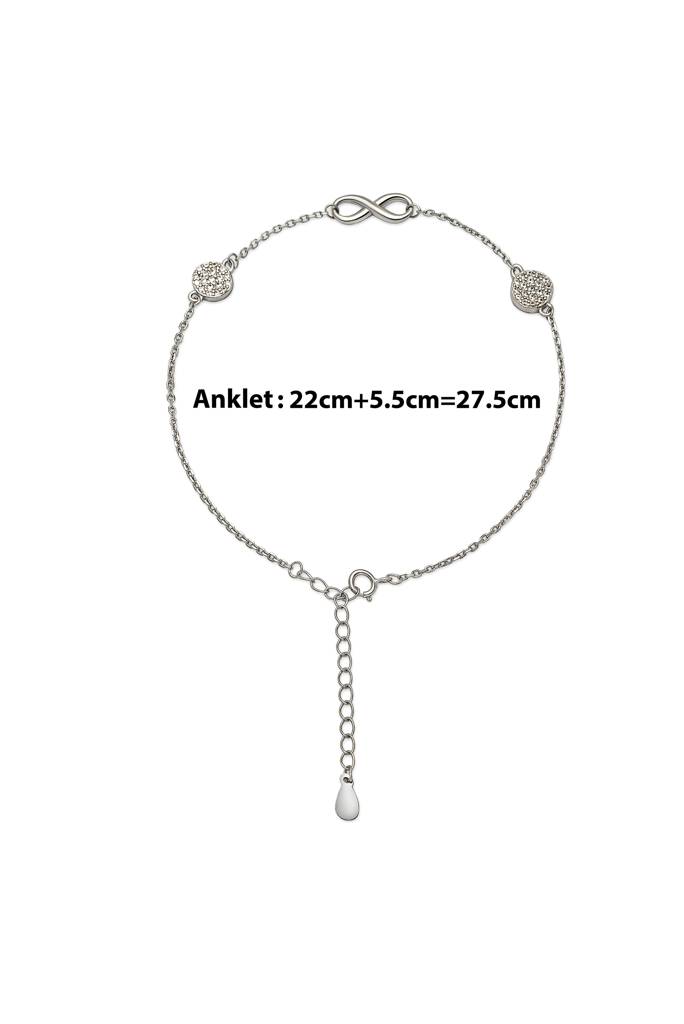 925 Sterling Silver Curved Infinity Anklet : A76