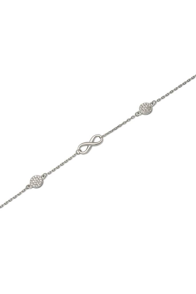 925 Sterling Silver Curved Infinity Anklet : A76