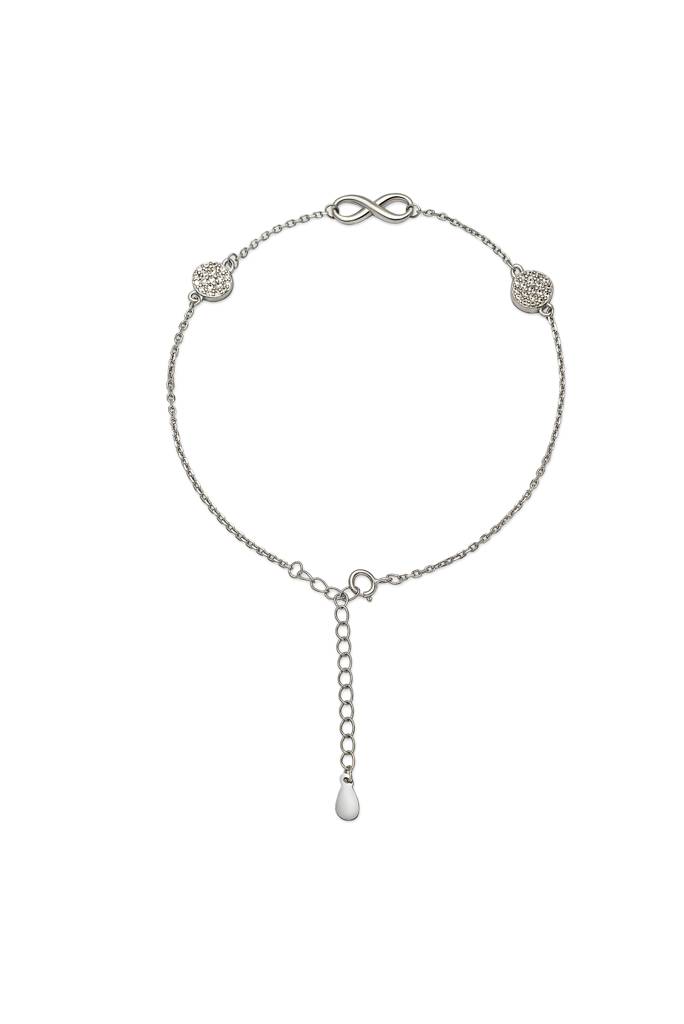 925 Sterling Silver Curved Infinity Anklet : A76