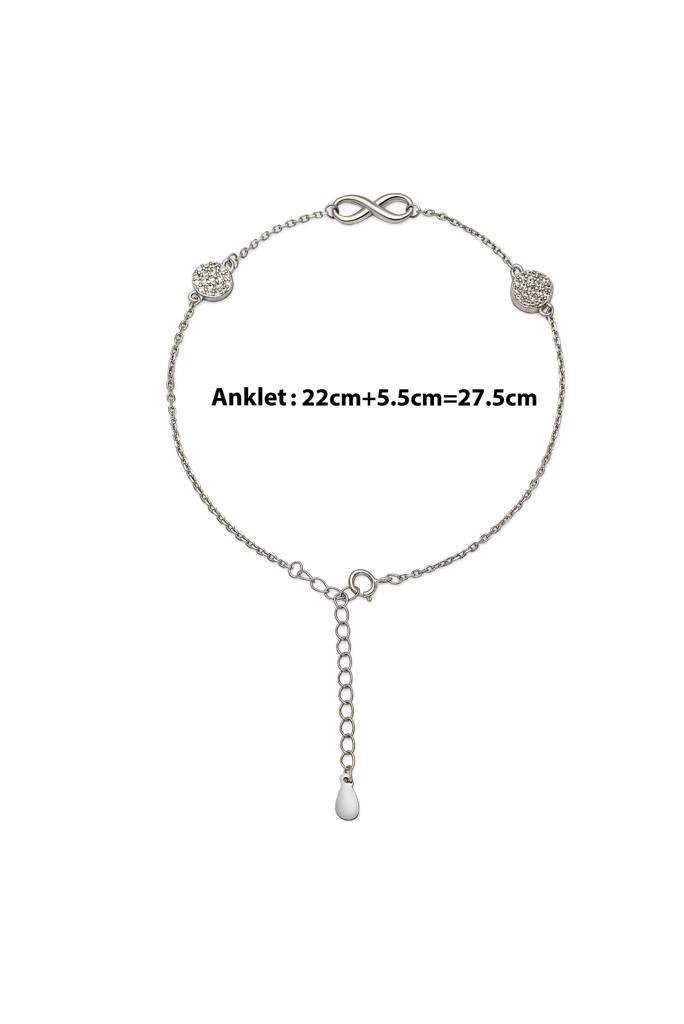 925 Sterling Silver Curved Infinity Anklet : A77