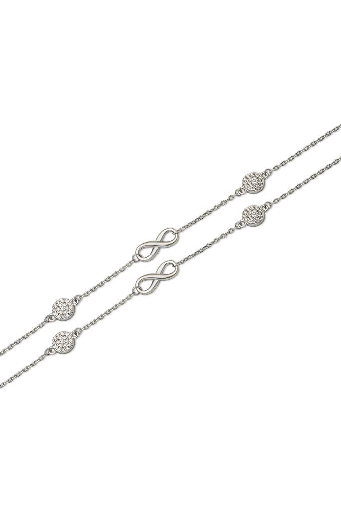 925 Sterling Silver Curved Infinity Anklet : A77