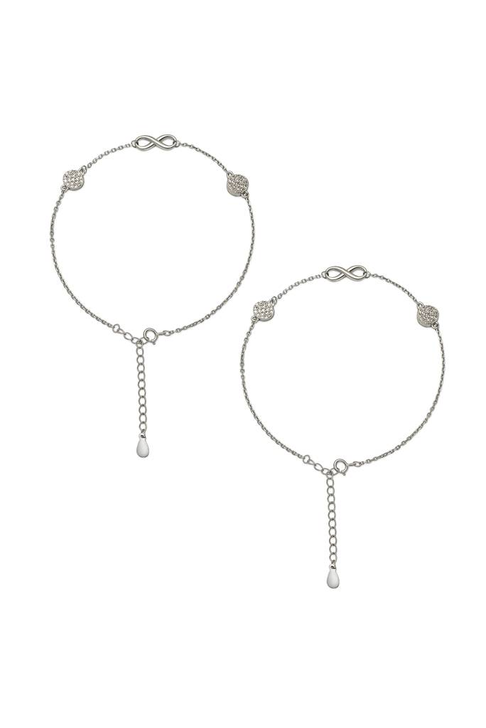 925 Sterling Silver Curved Infinity Anklet : A77