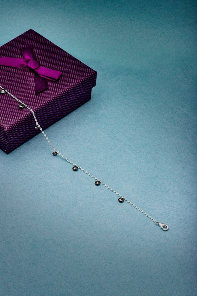 925 Sterling Silver Royal Crystal Anklet : A7