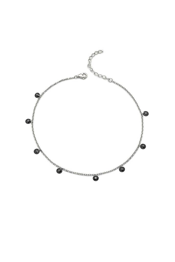 925 Sterling Silver Royal Crystal Anklet : A7