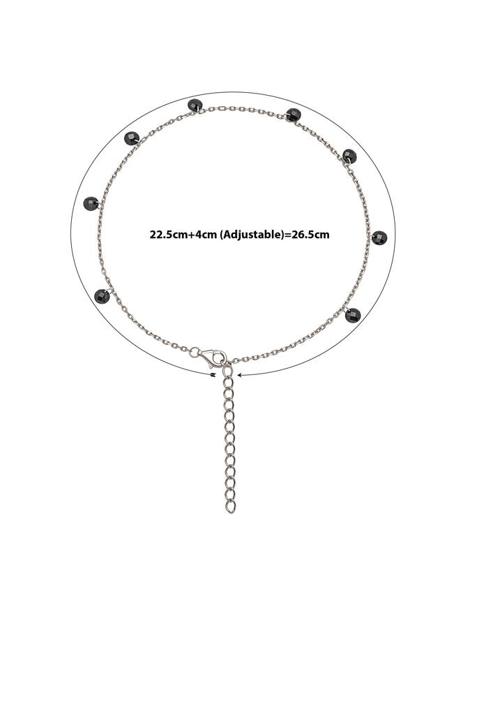925 Sterling Silver Royal Crystal Anklet : A7