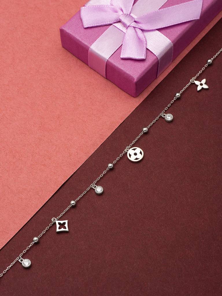 Silver Glory Star Anklet : A99