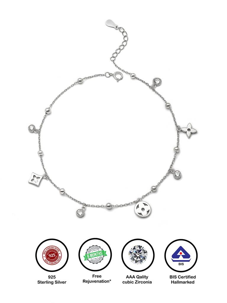 Silver Glory Star Anklet : A99