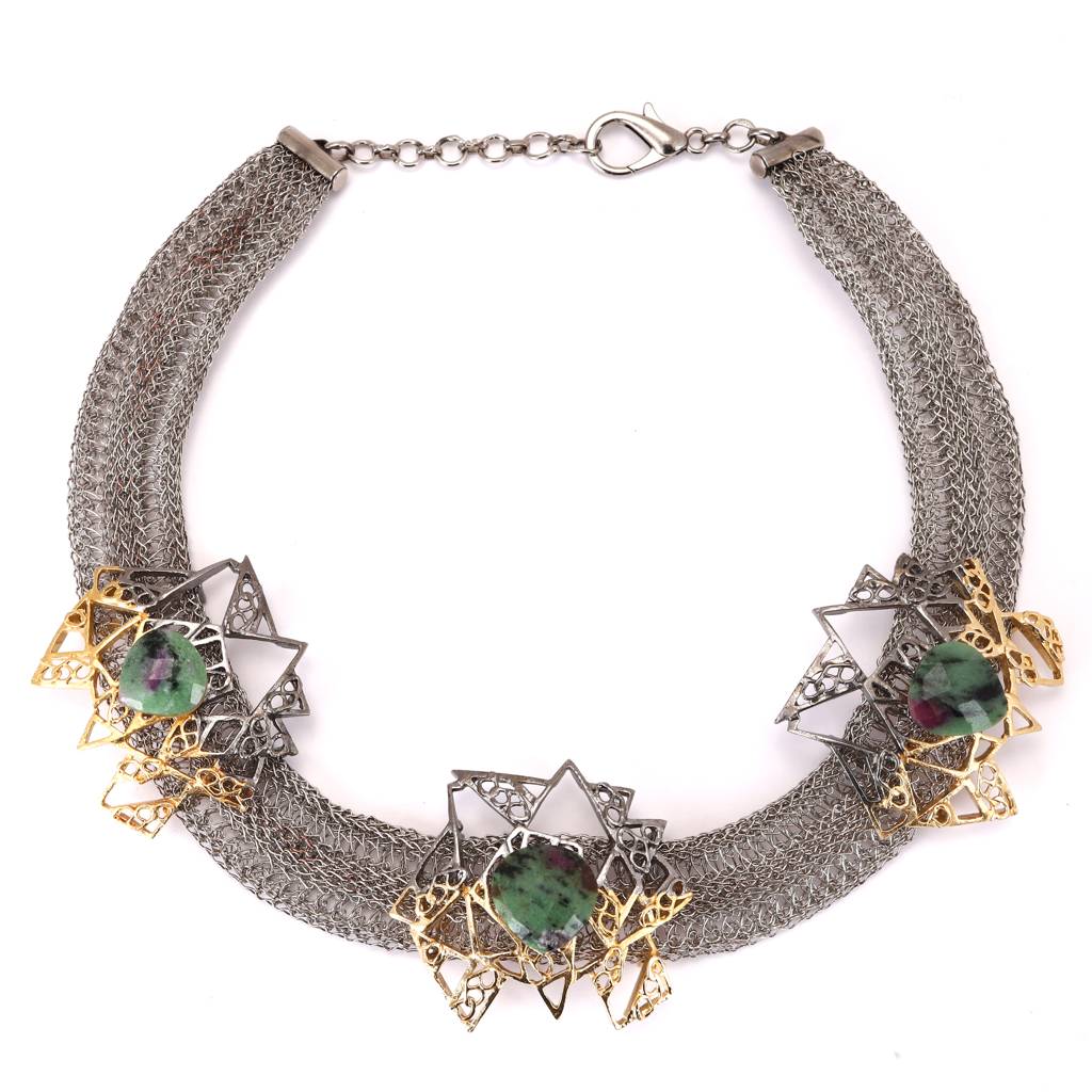 Titilating Triangles Gold Plated Neckpiece : AA-2005