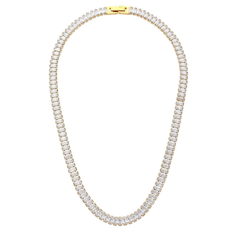Aaa Zircon Baguette Tennis Necklace : TAA-9708562940182-NECKLACE