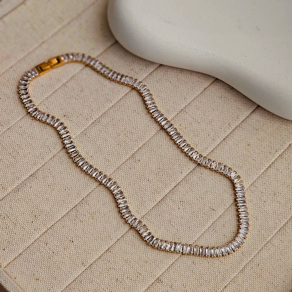 Aaa Zircon Baguette Tennis Necklace : TAA-9708562940182-NECKLACE