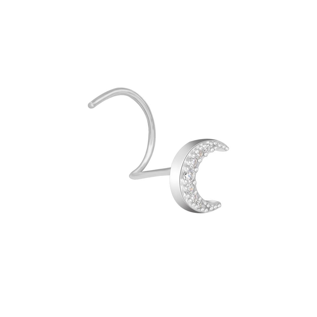 Half Moon Nose Pin In Silver Color : AANP319