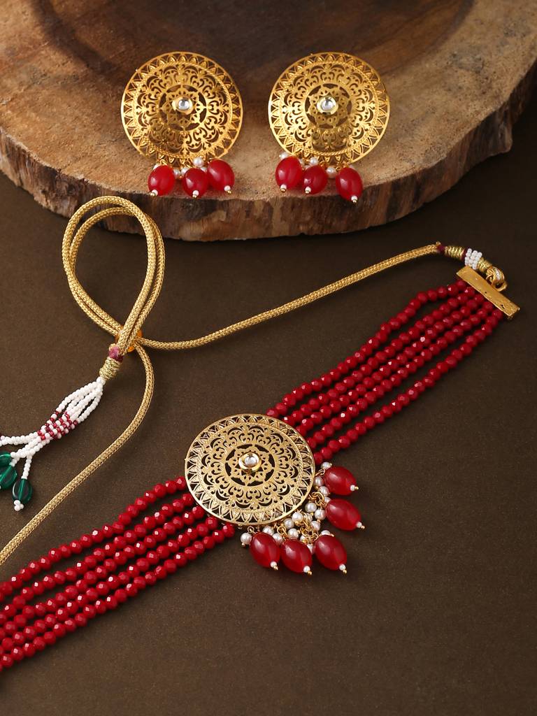 Falak Red Choker : ABACJS01