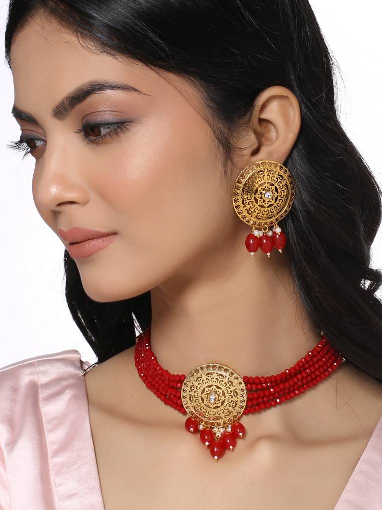 Falak Red Choker : ABACJS01