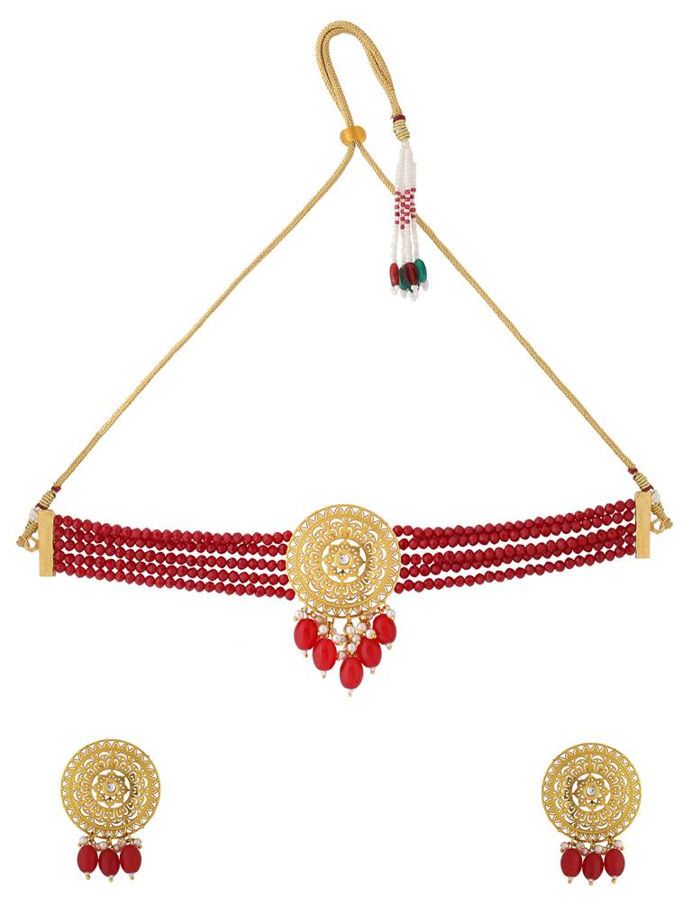 Falak Red Choker : ABACJS01