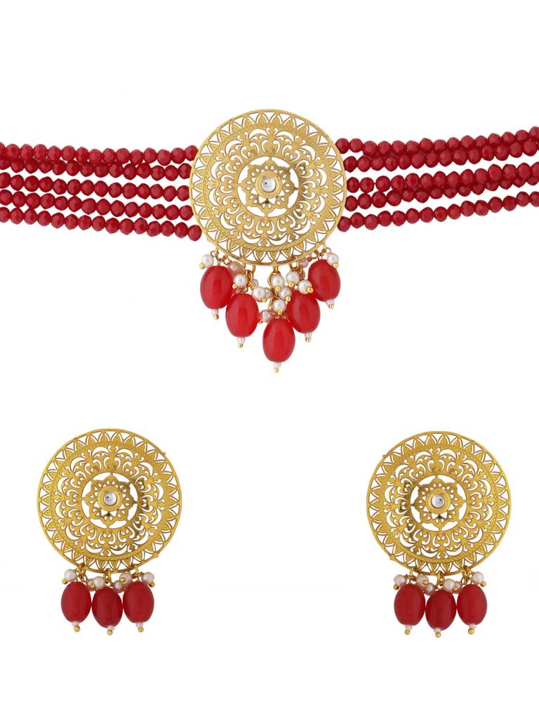 Falak Red Choker : ABACJS01