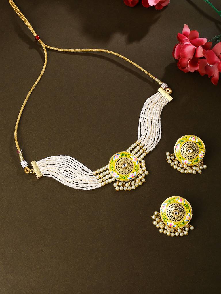 Falak Yellow Choker Set : ABACJS02