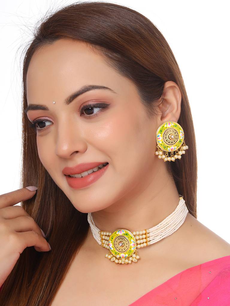 Falak Yellow Choker Set : ABACJS02