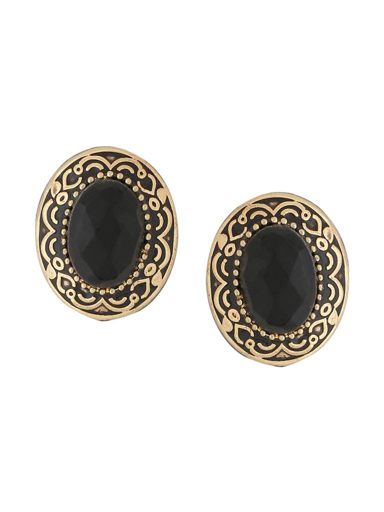 Black Oval Studs : ABDE02