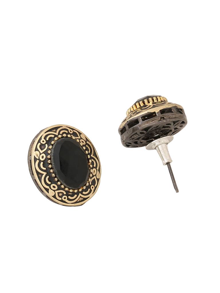 Black Oval Studs : ABDE02