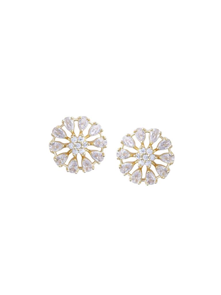 Gold Plated Ad Studded Floral Studs : ABDE10