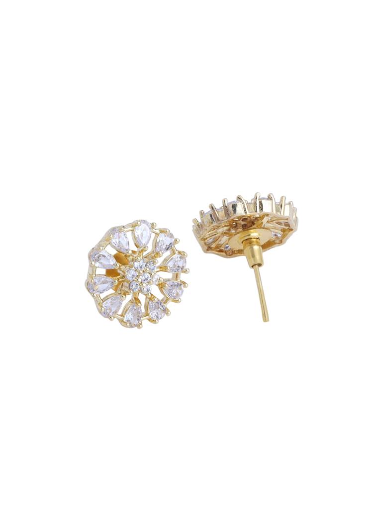 Gold Plated Ad Studded Floral Studs : ABDE10