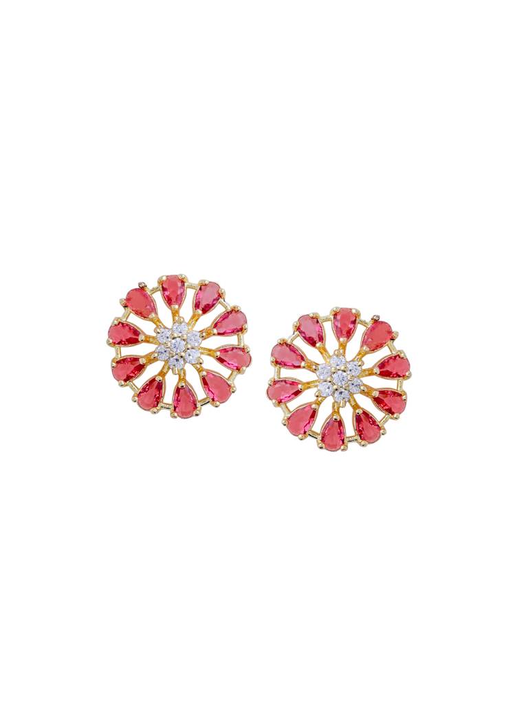 Gold Plated Ad Studded Floral Studs : ABDE12