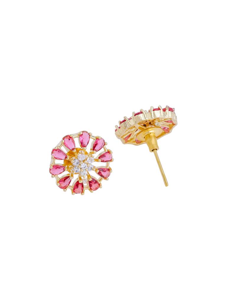 Gold Plated Ad Studded Floral Studs : ABDE12
