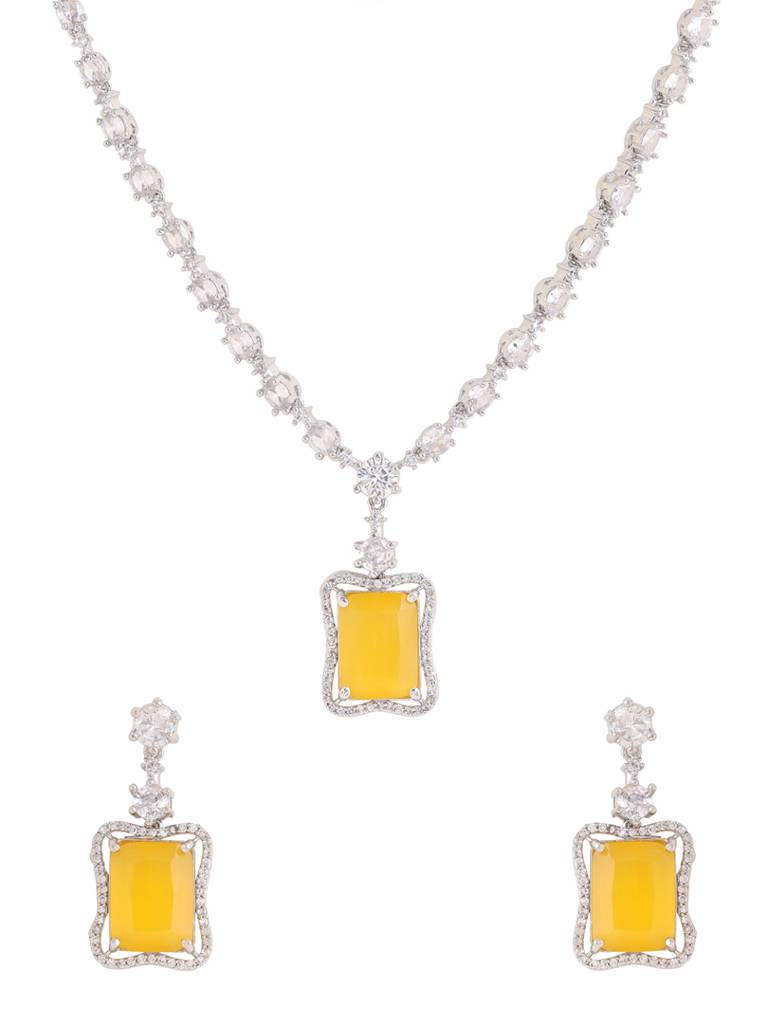 Rhodium Plated Yellow Ad Jewellery Set : ABDJS11