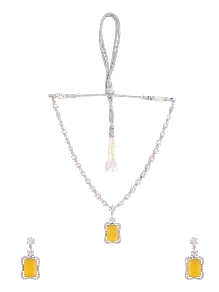 Rhodium Plated Yellow Ad Jewellery Set : ABDJS11