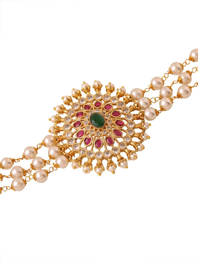 Gold Plated Multi Color Handcrafted Jadau Choker Set : ABDJS12