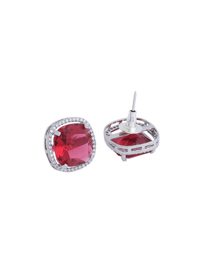 Silver Plated Red Pendant Set : ABDPS01