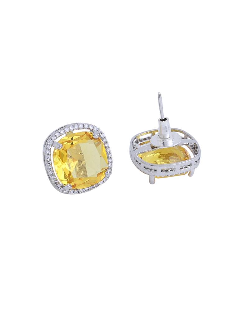 Silver Plated Yellow Pendant Set : ABDPS02