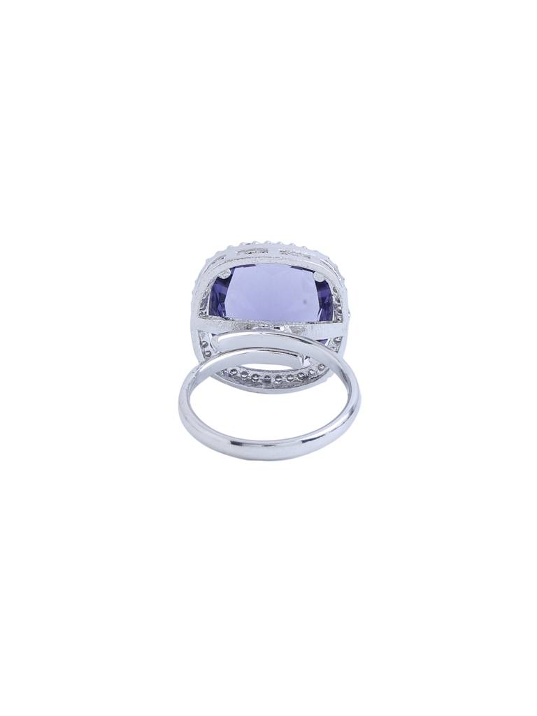 Silver Plated Purple Ad Studded Adjustable Ring : ABDR01