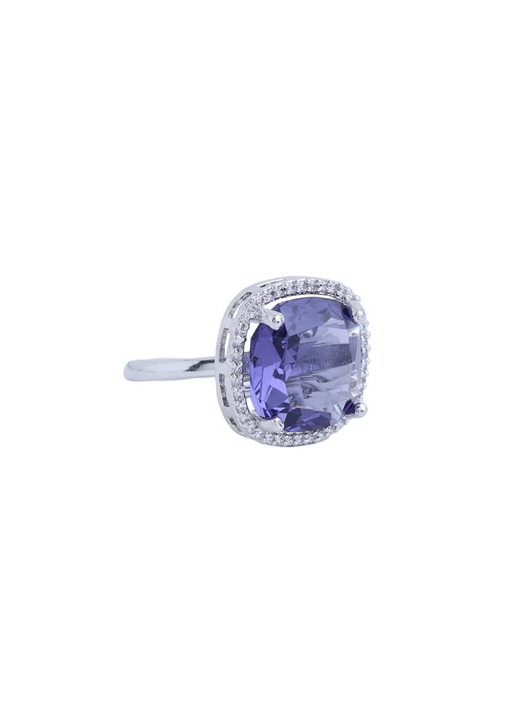 Silver Plated Purple Ad Studded Adjustable Ring : ABDR01